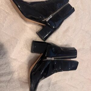 Avon Glossy Black Ankle Booties